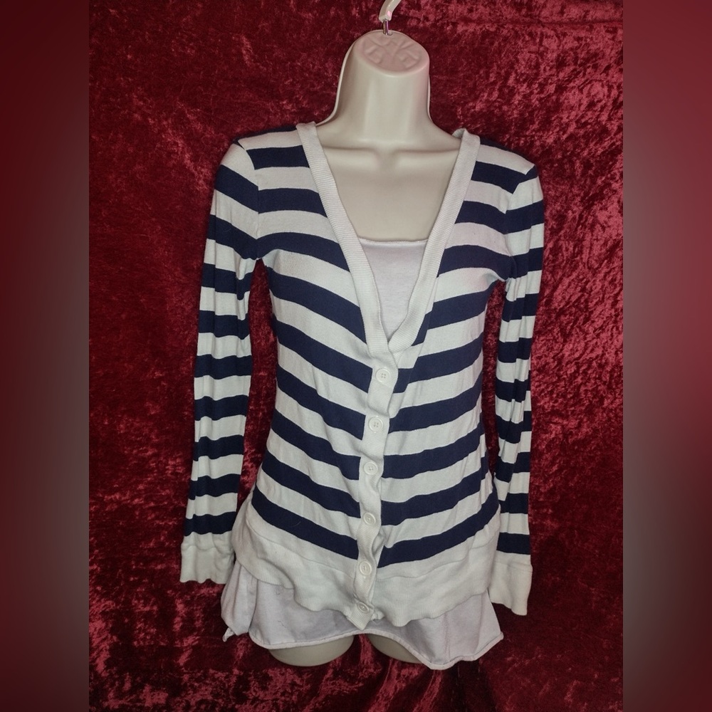 Love Culture Navy and White Striped Sweater